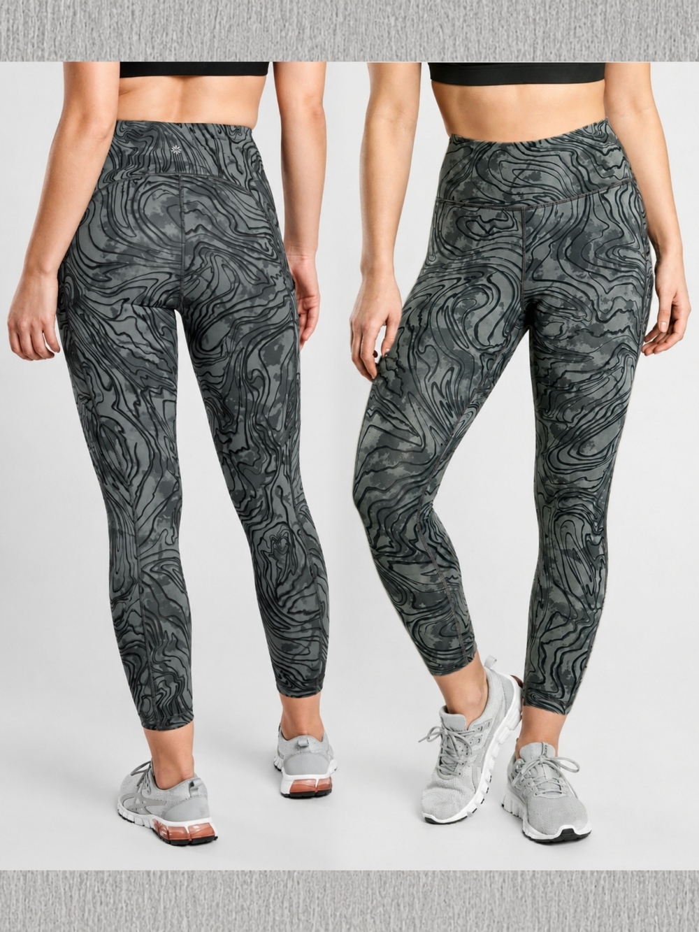 Athleta Leggings Ultimate Stash Pocket Tights Supersonic Running Grey Black XS